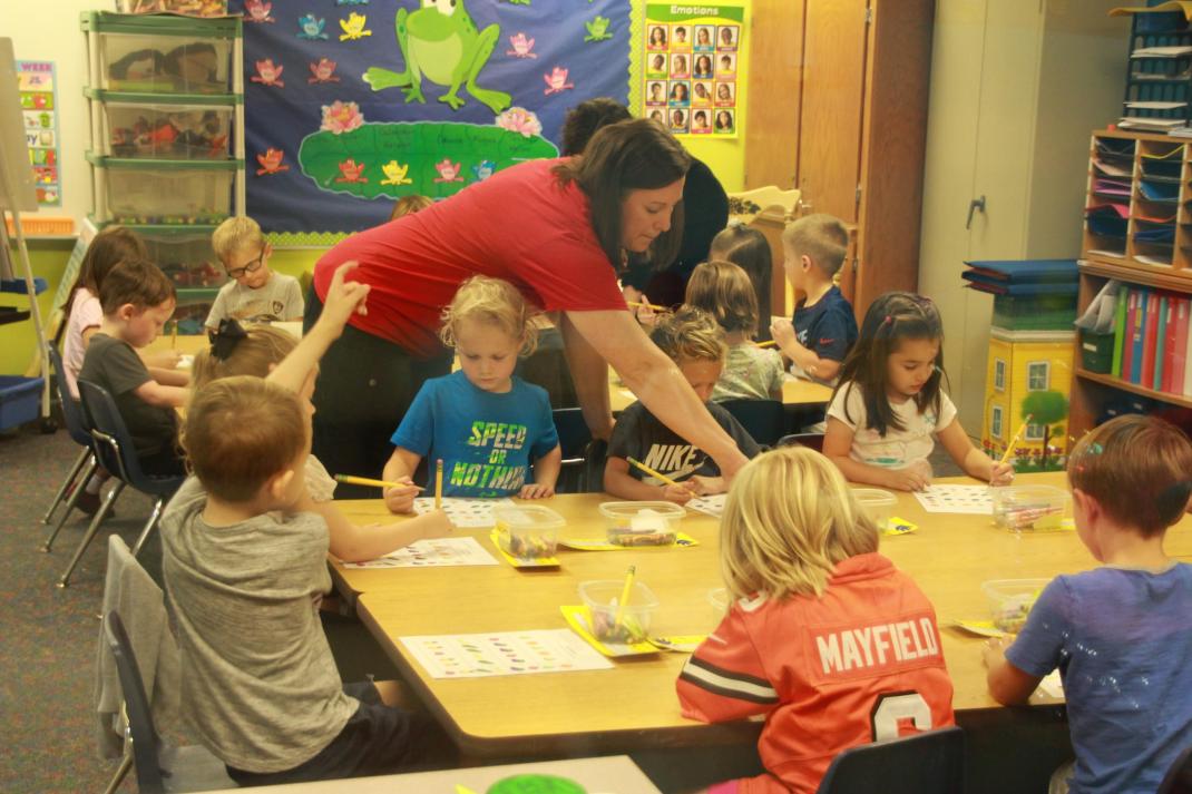 junior kindergarten students and teacher