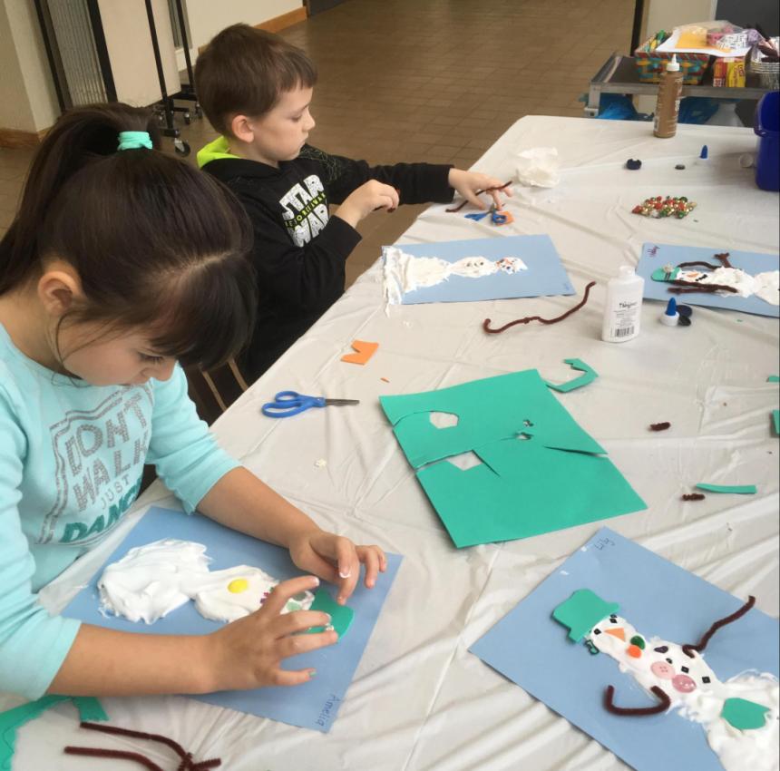 snowman shaving cream puffy paint craft